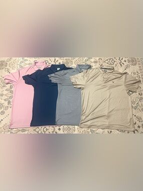 4 Callaway Opti Dry Polos Size Large Golf Polos Blue Tan Pink